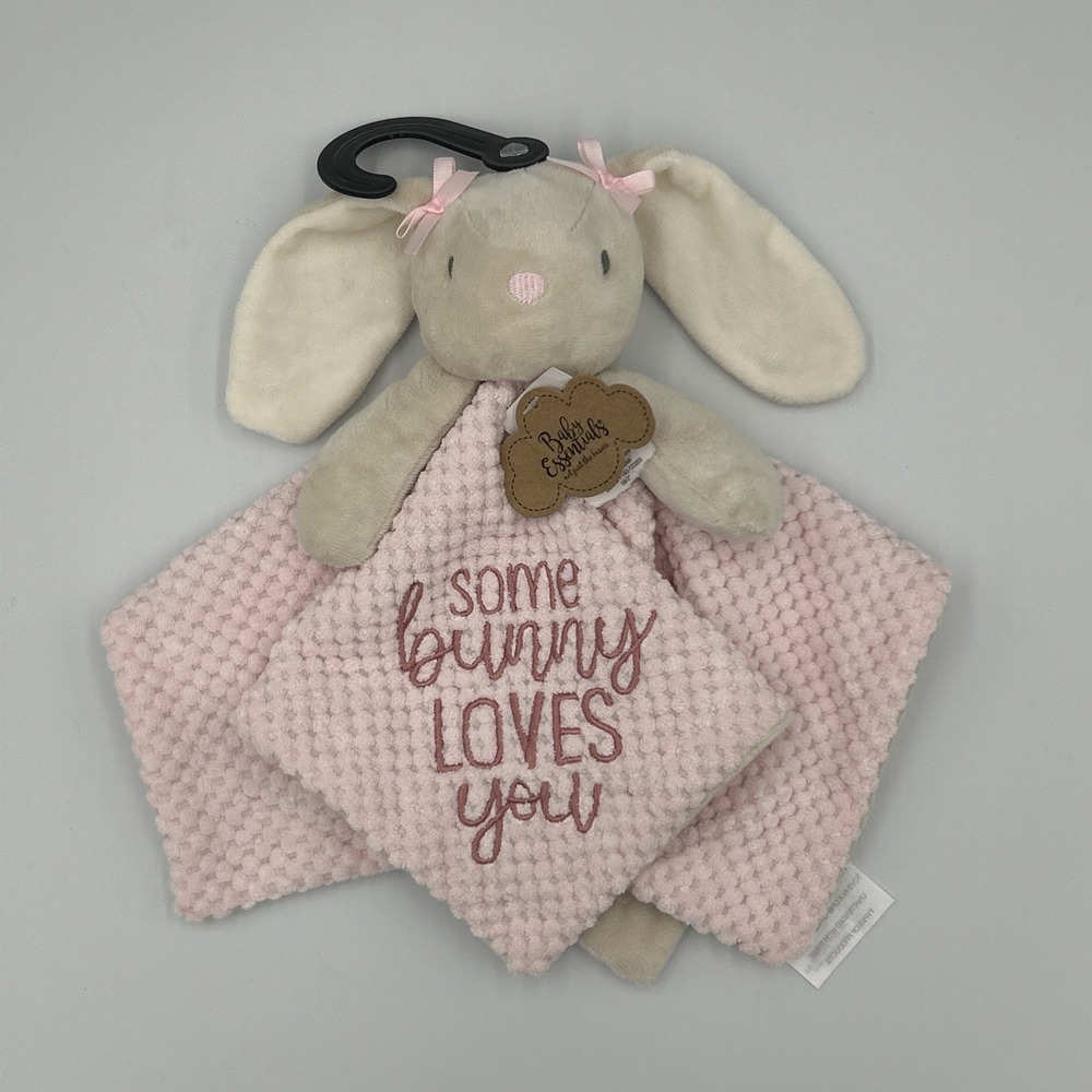 Baby Essentials Rabbit Lovey Pink Some Bunny Loves You Cracker Barrel NWT 11"